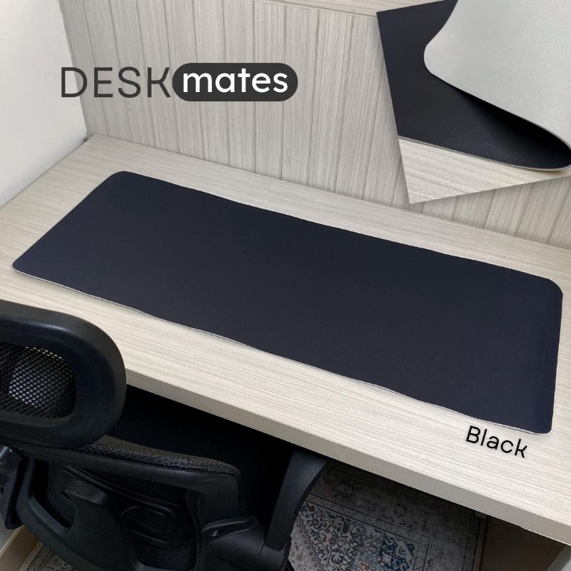 เพื่อนร่วมโต๊ะ | [80X30Cm] Leather Desk Mat Leather Desk Mat แผ่นรองเมาส์ - สีดํา