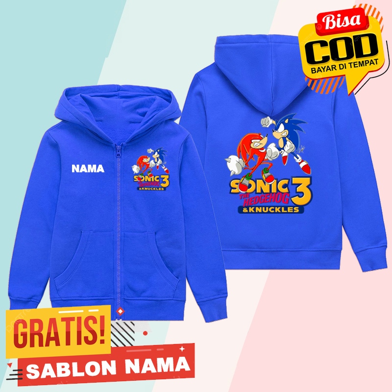 SONIC THE HEDGEHOG & KNUCKLES CHILDRENS ZIPPER HOODIE JACKET