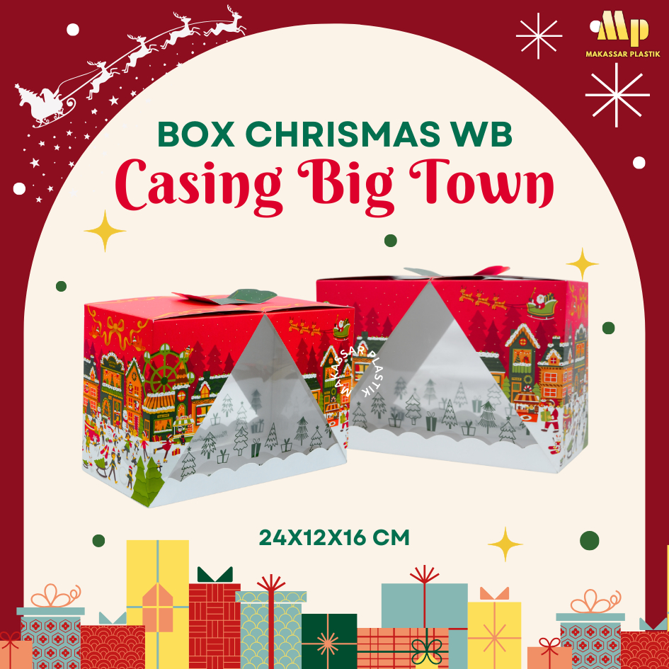 WB CASING BIG TOWN CHRISTMAS BOX 24x12x16cm / WINDOW HAMPERS BOX / WINDOW CHRISTMAS HAMPERS BOX @5 L