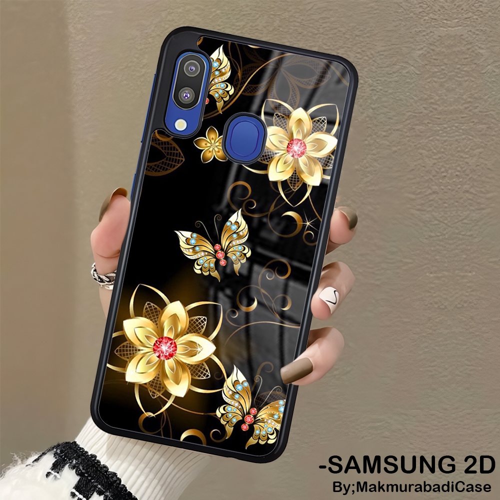 Hardcase Glossy Glass 2D Samsung M20 A20S A20 A30 A31 A30S A50 A50S A10 A10S Case Butterfly Motif