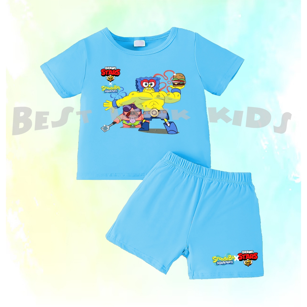 Brawl Star El Primo Spongebob & Patrick Buzz ชุดเสื้อผ้าเด็กชื่อฟรี