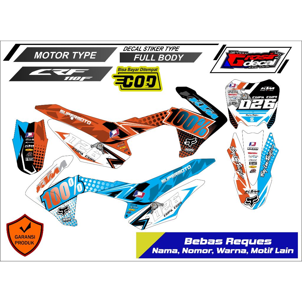 Decal Sticker Trail Mini CRF 110 Full Body Sticker ฟรีที่กําหนดเอง