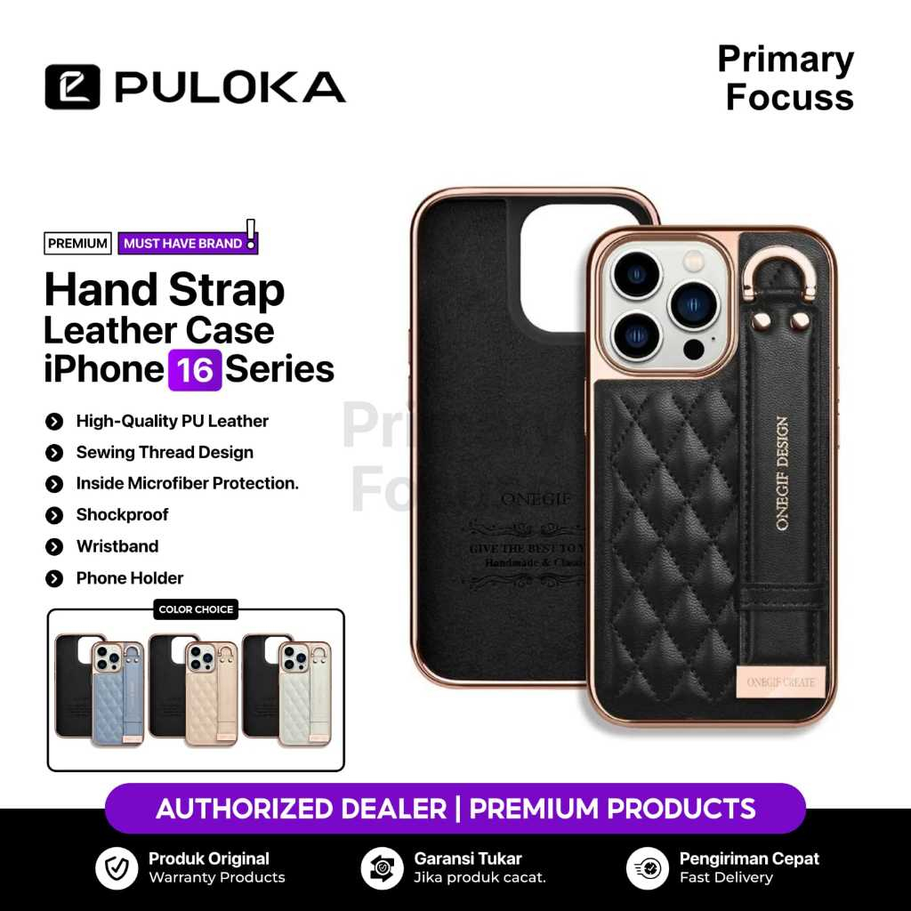 เคส PULOKA iPhone 16 Pro Max 16 Pro PULOKA สายคล้องมือ ขาตั้งหนัง ซองหนัง ฝาครอบป้องกันหนัง - โฟกัสห