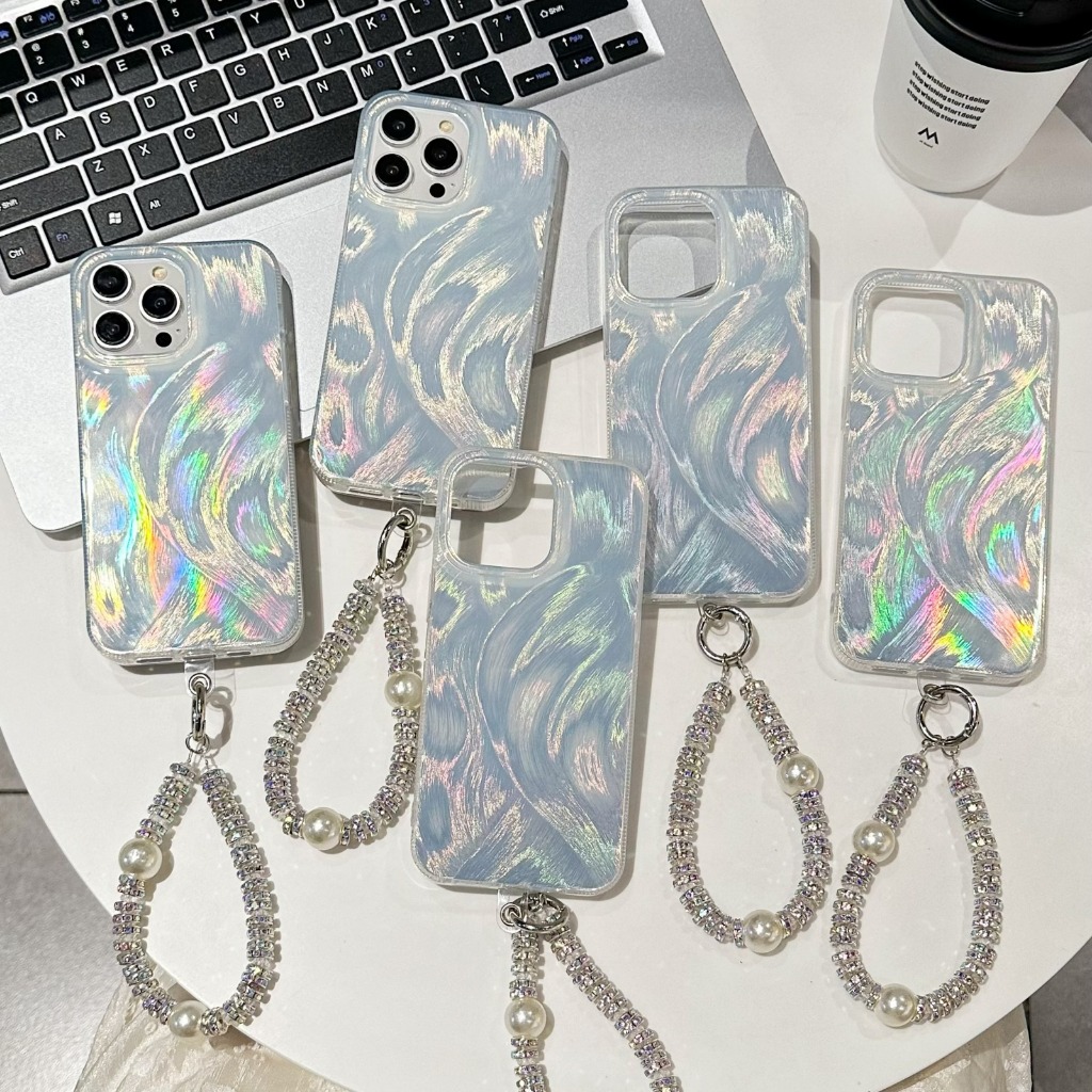 GC167 CLARITY Swirl Hologram Case Silver Textured With Charm - Hardcase/ Casing For Oppo A71 A74 A78