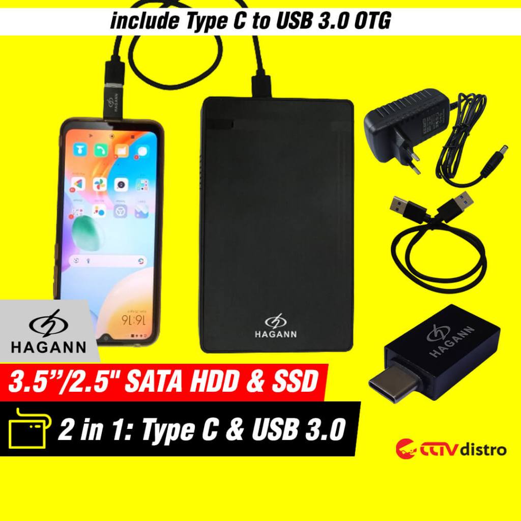 Enclosure HDD 3.5 "ภายนอก USB 3.0 SATA พร้อม OTG Type C / 3.5 "ฮาร์ดไดรฟ์ภายนอกสําหรับ Type C / HAGA