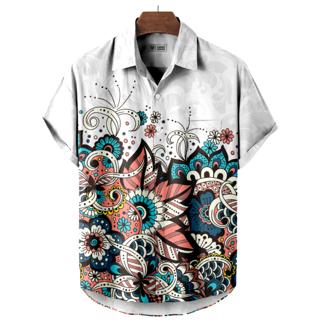 KEMEJA เสื้อเชิ้ตพิมพ์ลายแขนสั้นทันสมัยลาย Mumbai motif