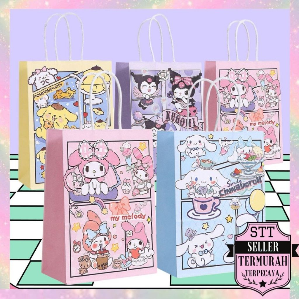 STT Paper Bag Happy birthday Animation Paper Bag Goodie Bag Childrens Snack Gift Hampers Bag Cute Ca