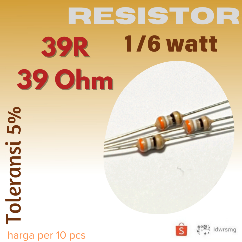 R Resistor 39R R39Ohm 1/6w 39 โอห์ม 39ohm 1/6 วัตต์ 5%