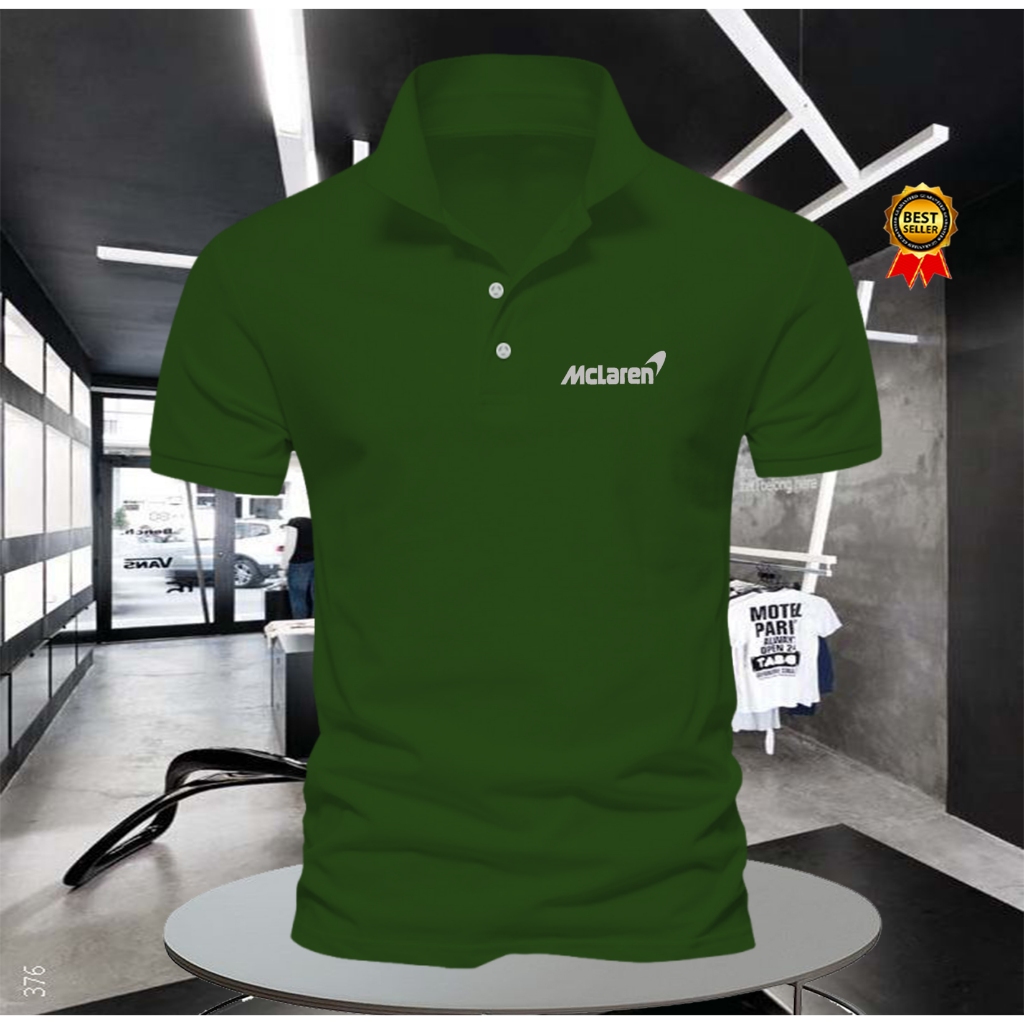 โอเคสโตร์!!! เสื้อโปโล MCLAREN TEXT SILVER POLO COLLAR SHIRT