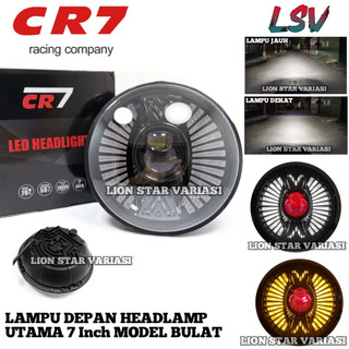 Lampu Depan 7 Inch Model Biled Headlamp Utama Bulat 7 Inch CR7 Universal Motor Mobil Harley Ninja Ss