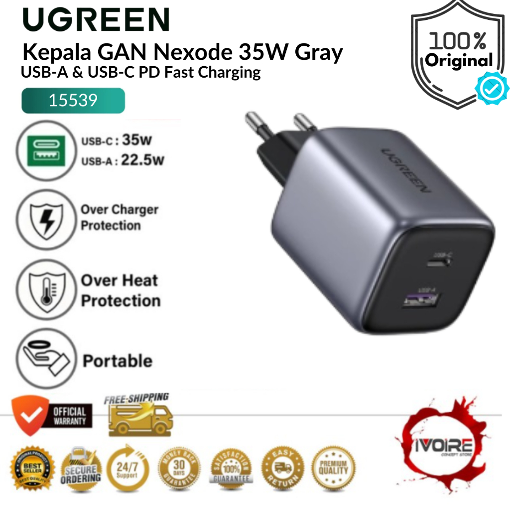 UGREEN Nexode Gan พอร์ตคู่ PD Fast Charging 35W 15539