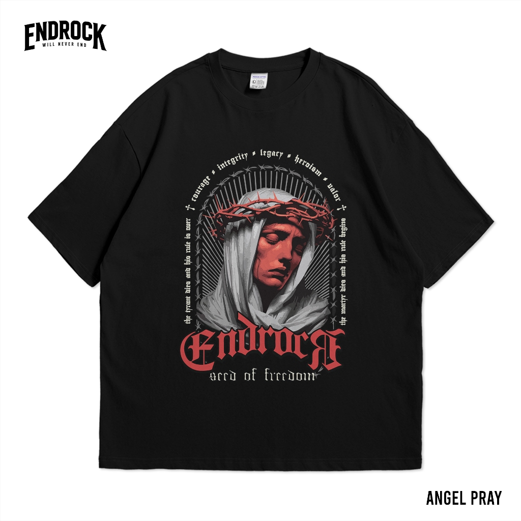 เสื้อยืด Endrock Oversize ดั้งเดิม "ANGGEL PRAY"