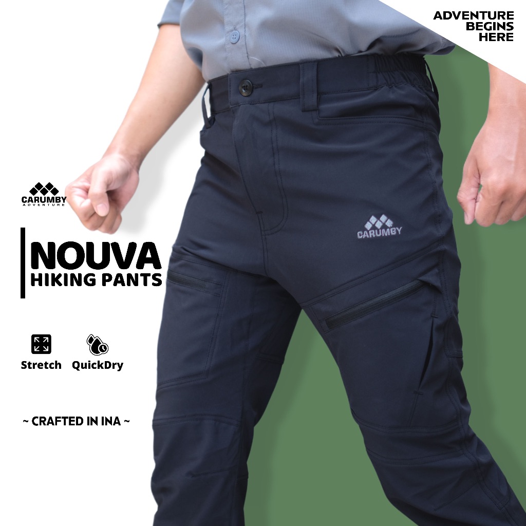 กางเกงเดินป่า Mens Outdoor Slimfit Stretch Quickdry Carumby Nouva สําหรับผู้ชาย