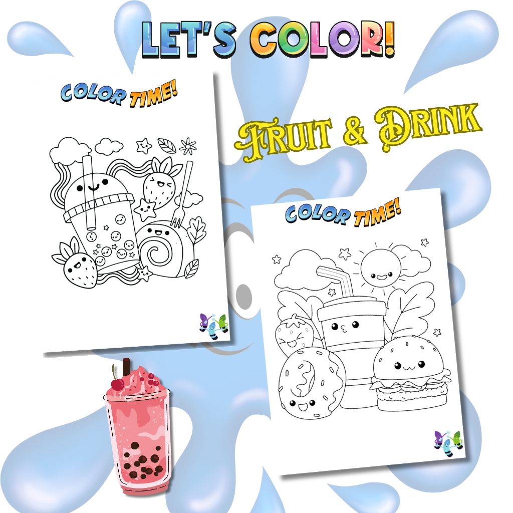 DB007 - สมุดระบายสีดิจิตอล Fruit and Drink เหมาะสําหรับเด็กอายุ 2 - 5 ปี