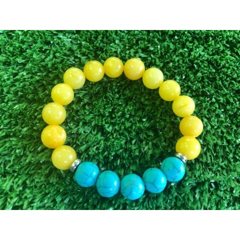 BRACELET สีเหลืองผสม TOURQUISE STONE 10 มม. / อุปกรณ์เสริมสําหรับผู้หญิง BRACELET / NATURAL STONE BR
