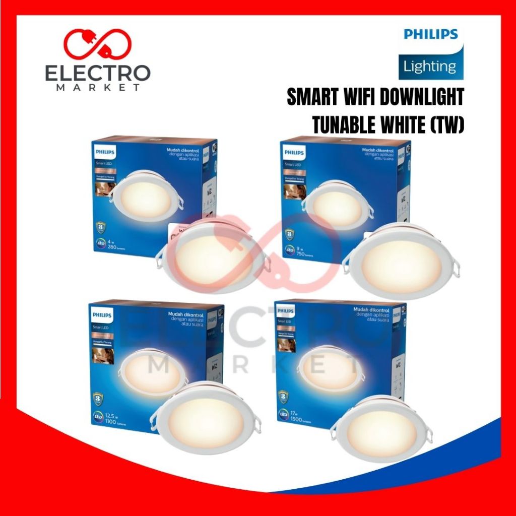 Philips Smart Wifi LED Downlight 4W 9W 12.5W 17W Tunable White TW