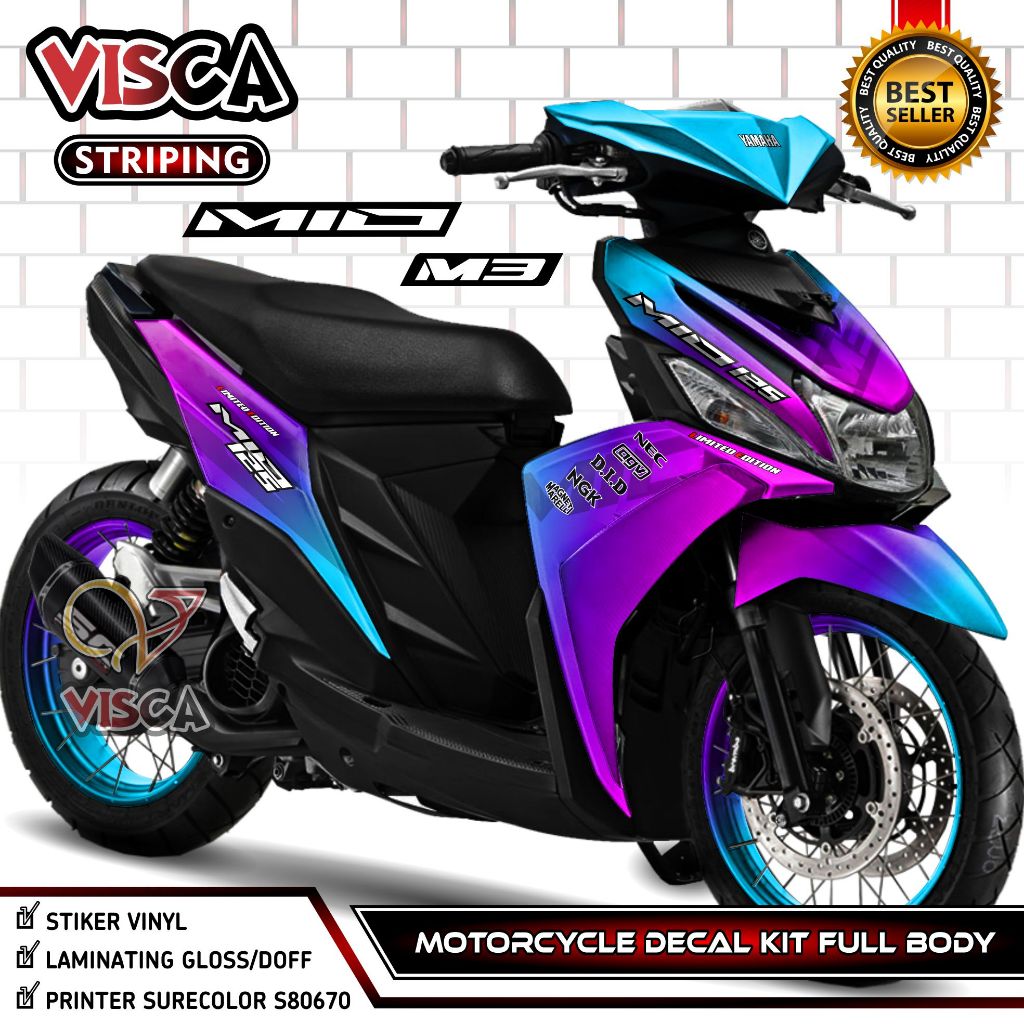 Mio M3 Full Body Decal - Mio M3 สติกเกอร์ - Mio M3 Fullbody Decal - Mio M3 Variation Striping - Mio 