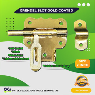 KZW Grendel Slot Selot Kunci Gembok Pintu Gold Coated 2" Inch