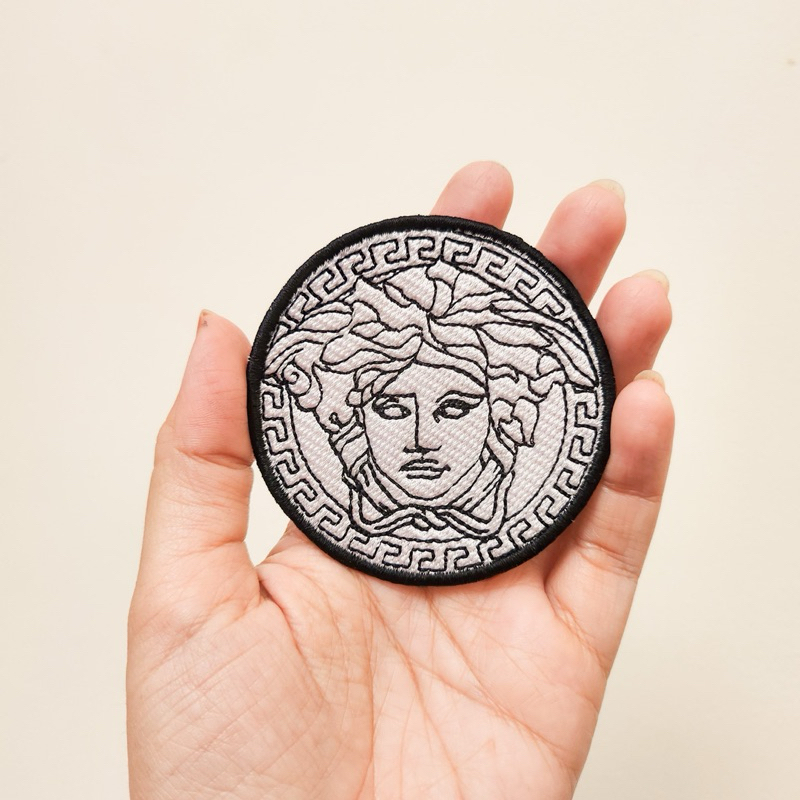 LUXURY FASHION EMBROIDERY PATCH / EMBROIDERED BADGE -VERSACE- / IRON AND SEW PATCH