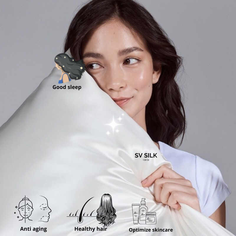 SILK PILLOW CASE ANTI ACNE PILLOW CASE SV SILK SATIN PILLOW COVER ANTI ACNE PILLOW BASIC GRADE SATIN