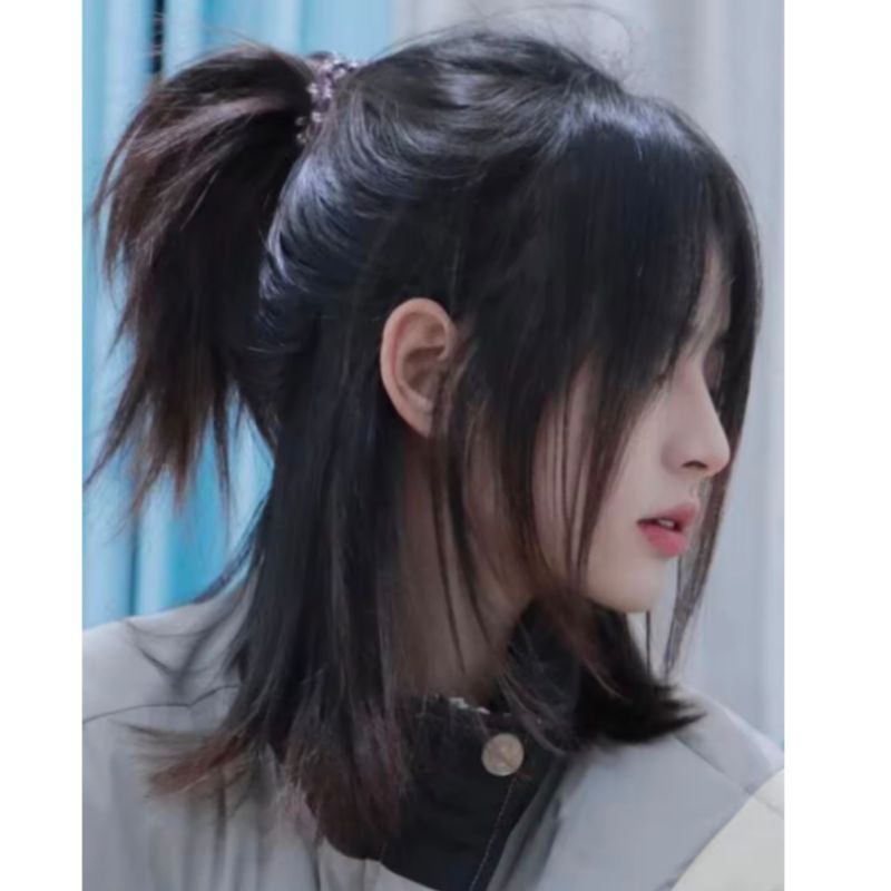 WIG ผู้ชายเกาหลี สไตล์ MULLET สีดํา BACK PAIR