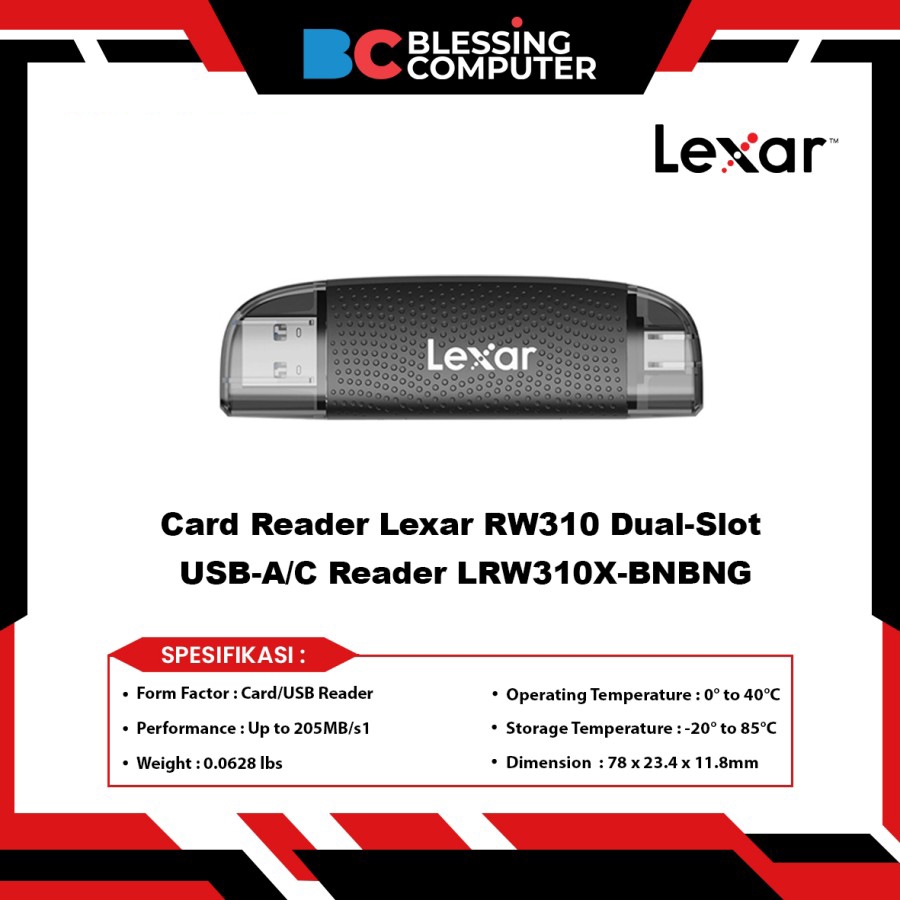 Lexar RW310 เครื่องอ่าน USB-A/C แบบ Dual-Slot LRW310X-BNBNG