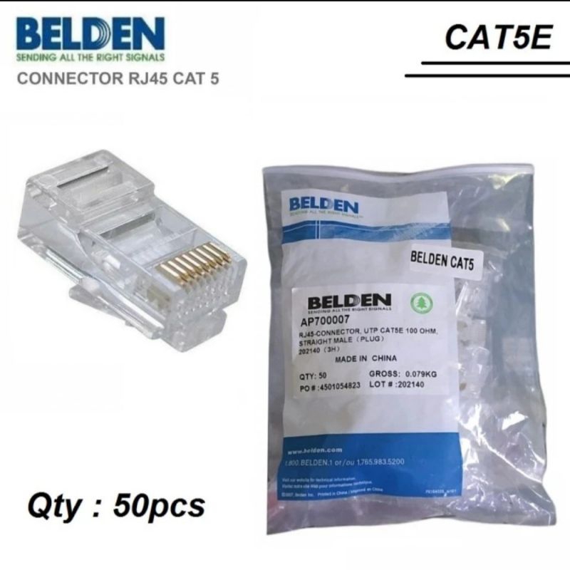 BELDEN UTP CAT5E RJ45 CONNECTOR คอนเทนทีน 50 ชิ้นเดิม BELDEN