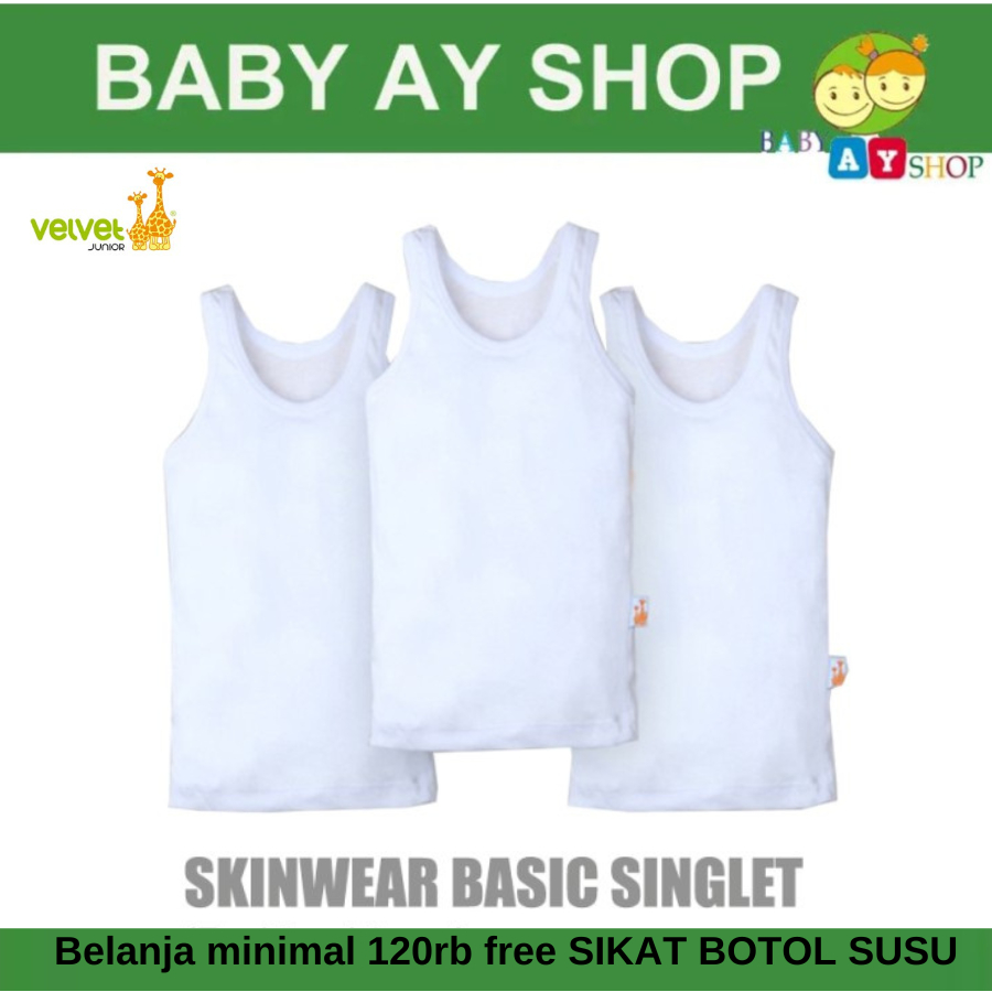 3 ชิ้นกํามะหยี่ Junior Baby Undershirts kutung เสื้อกล้าม Size NB, S, M, L และ LB เสื้อยืด