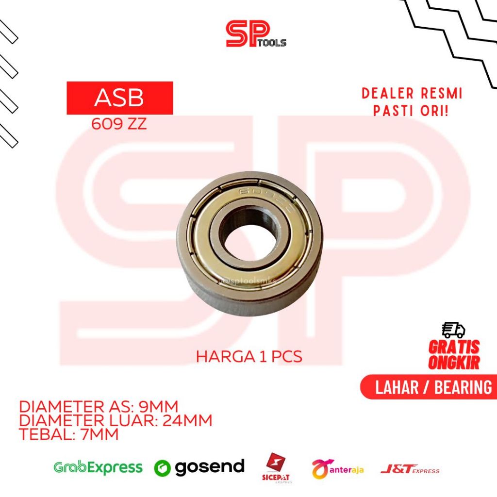 LAHAR / BEARING ASB 609ZZ 609 ZZ IRON CAP 9MM X 24MM x 7MM