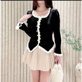 SRN Atasan wanita lengan panjang flare knit rajut premium baju vintage wanita korean style