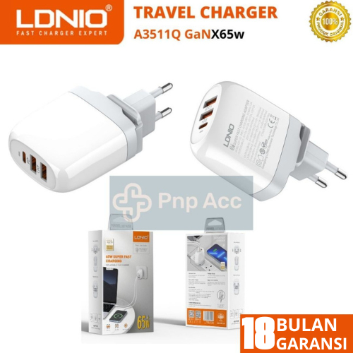 LDNIO Travel Charger A3511Q GaN 65W QC PD Super Fast Charging ของแท้