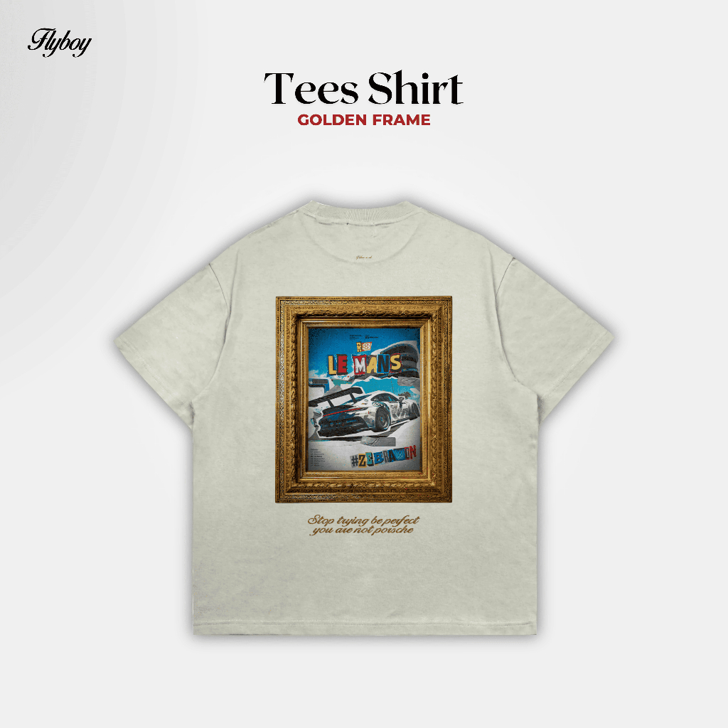 Flyboys - TEES SHIRT OVERSIZE - GOLDEN FRAME - BLACK & WHITE COTTON COMBED 24S