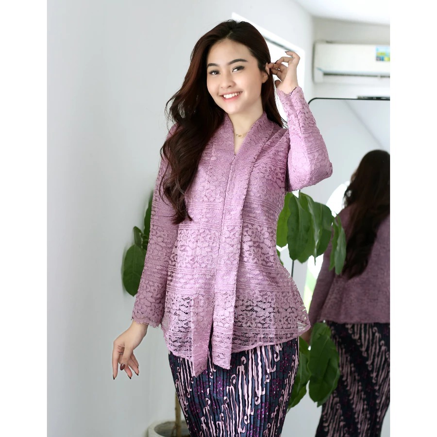 เสื้อลูกไม้ floy kebaya พรีเมี่ยมมีซับในเต็มตัว แขนยาว เสื้อ party kebaya งานทางการ kebaya top