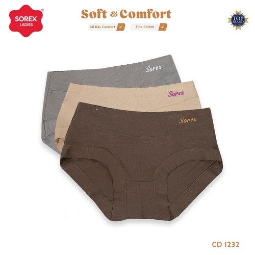 KATUN (6pc) ซีดี Sorex 1232 | Sorex Basic Midi Cotton Mix Stretch Soft & Comfort Lingerie - Kshop