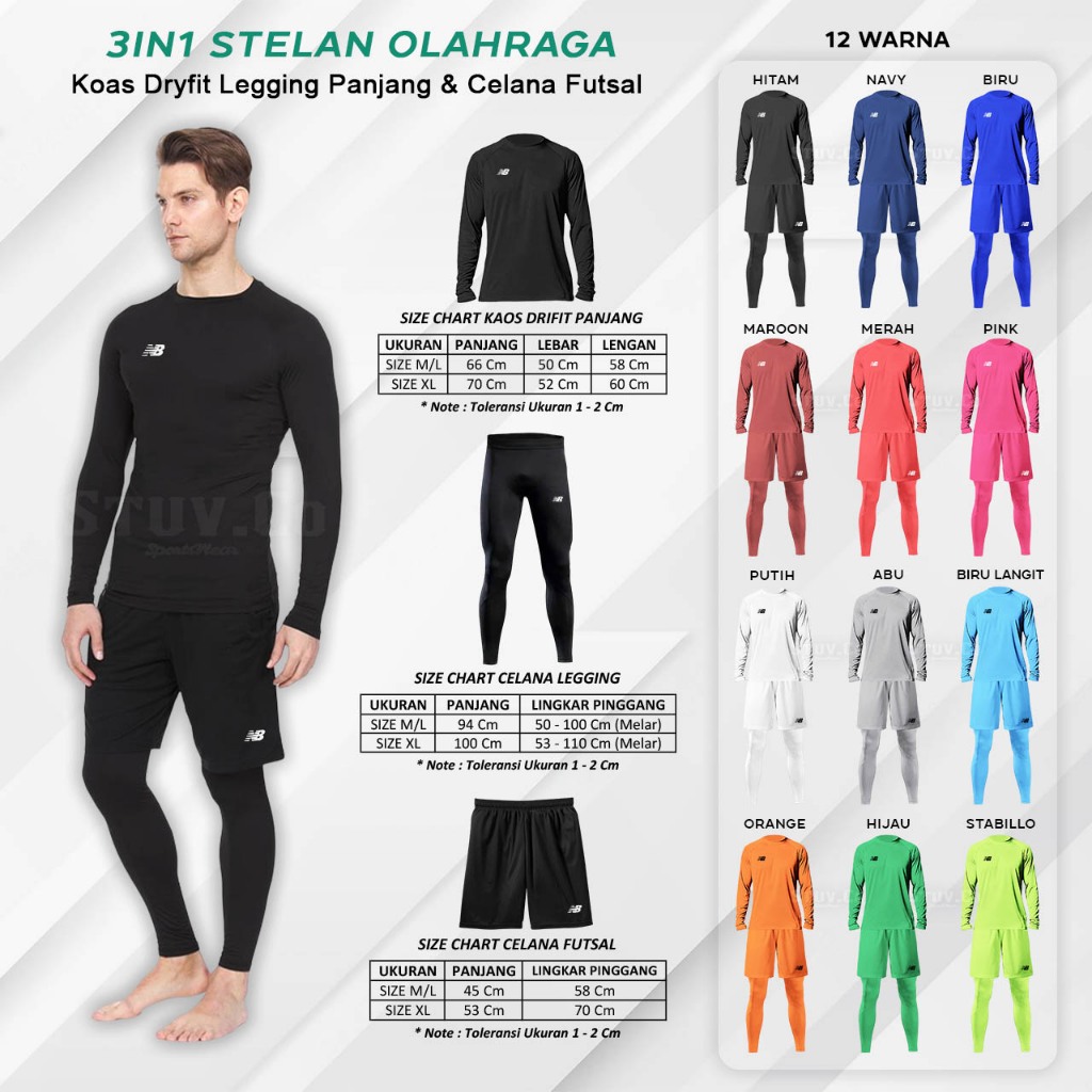 3IN1 DRYFIT LONG T-SHIRT SET SHORT PANTS & LONG LEGGINGS UNISEX SPORTS FITNESS