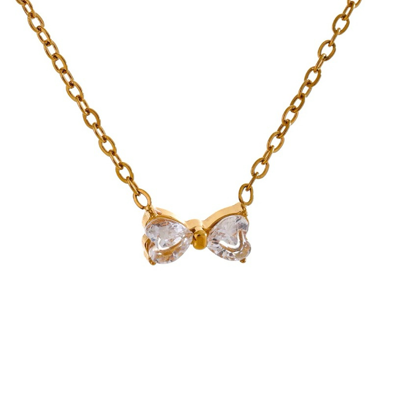 สร้อยคอ Gia - Stainless Steel & Zirconia (เคลือบ PVD สีทอง)