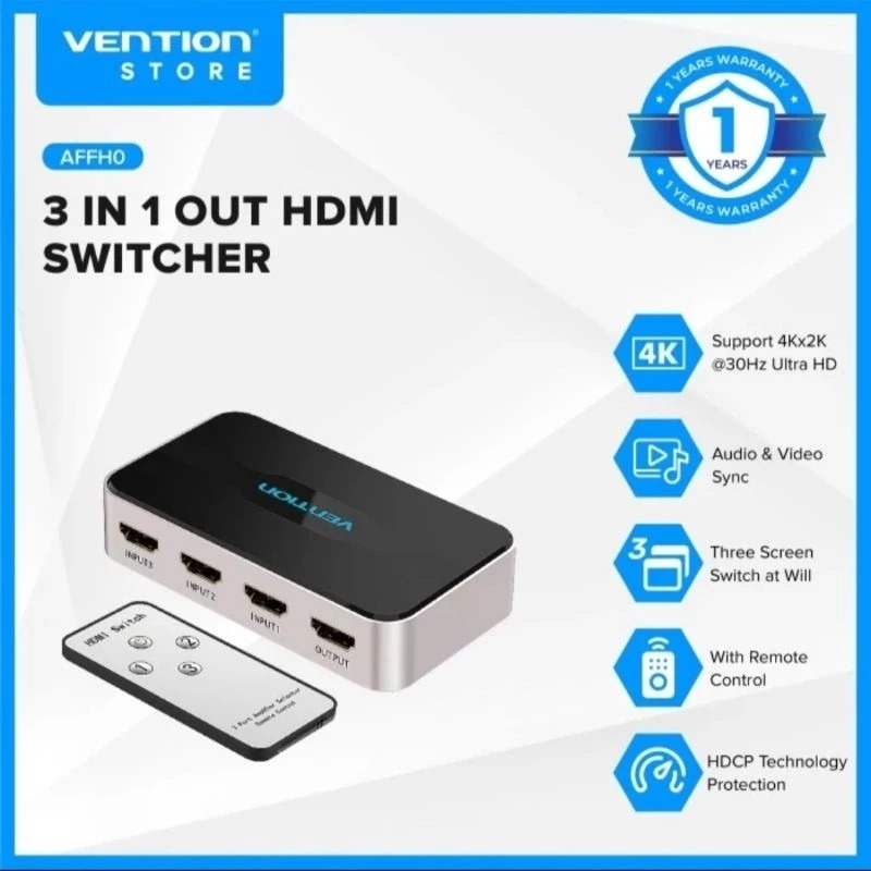 Hdmi Switcher Vention 3port - สวิตช์ Hdmi 3in 1out