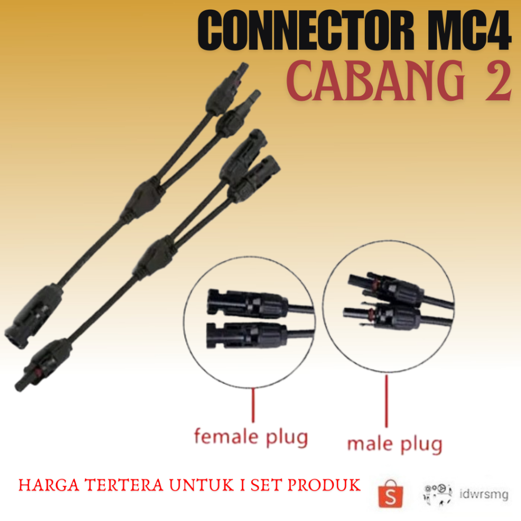 1 ชุดขั้วต่อ MC4 ขั้วต่อ MC4 สาขา 2 สําหรับติดตั้งแผงโซลาร์เซลล์ PLTS