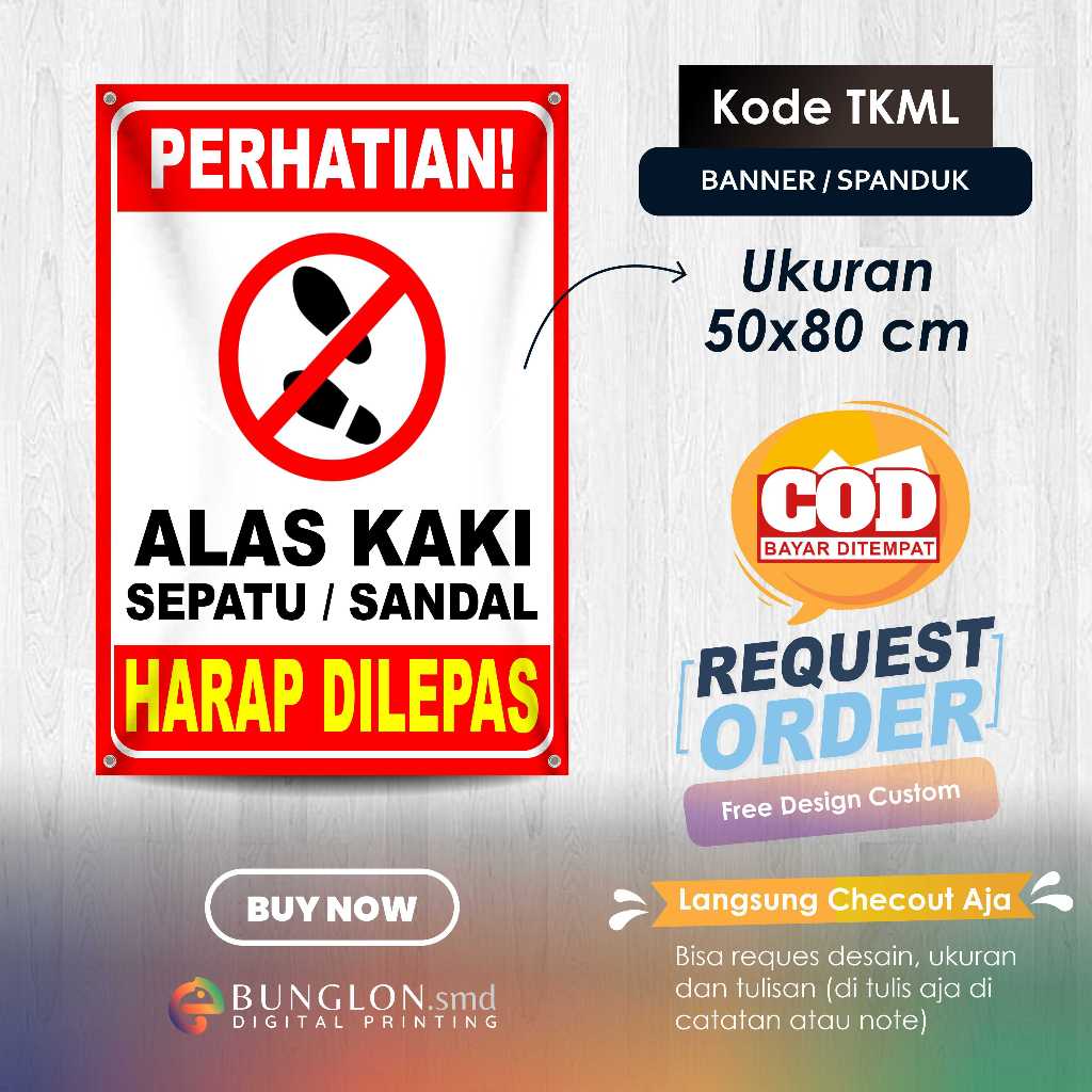 MERAH WARNING BANNER FOOTWEAR PLEASE REMOVE CODE TKML RED