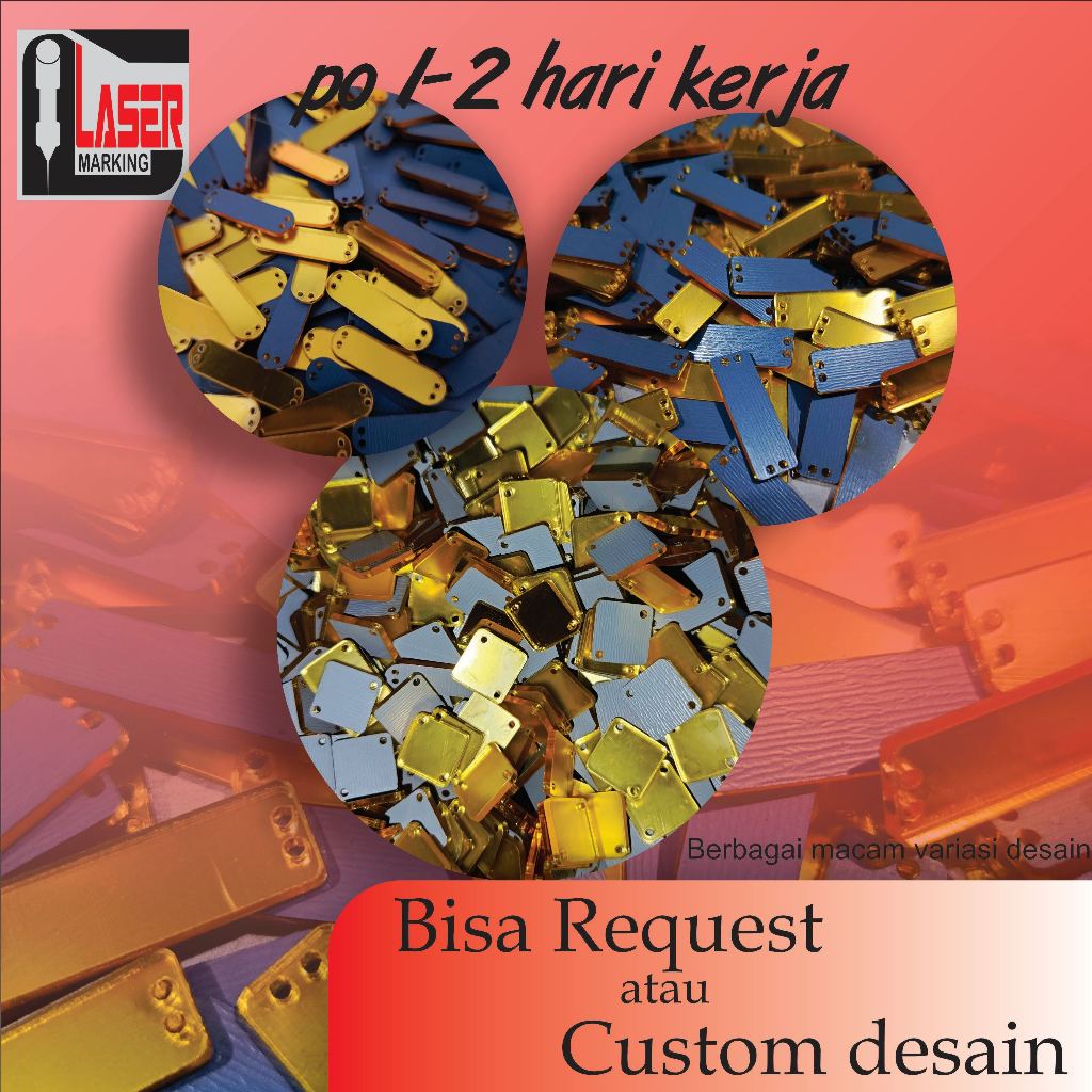 GOLD ACRYLIC HIJAB LABEL / DISTRO ยี่ห้อเสื้อยืด LABEL ACRYLIC SOUVENIR GOLD ENGRAVING