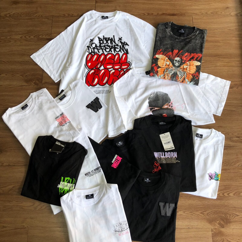 SHORT TSHIRT WLN BLACK WHITE OVERSIZED