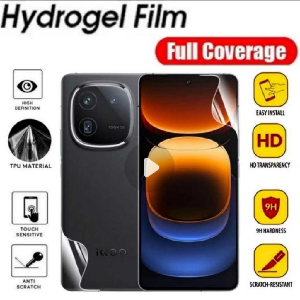 ฟิล์มไฮโดรเจลป้องกันรอยขีดข่วน Vivo IQOO Z9 5G Z9X 5G Z7 5G Z7X 5G 12 5G 13 5Gป้องกันหน้าจอคลุมทั้งห
