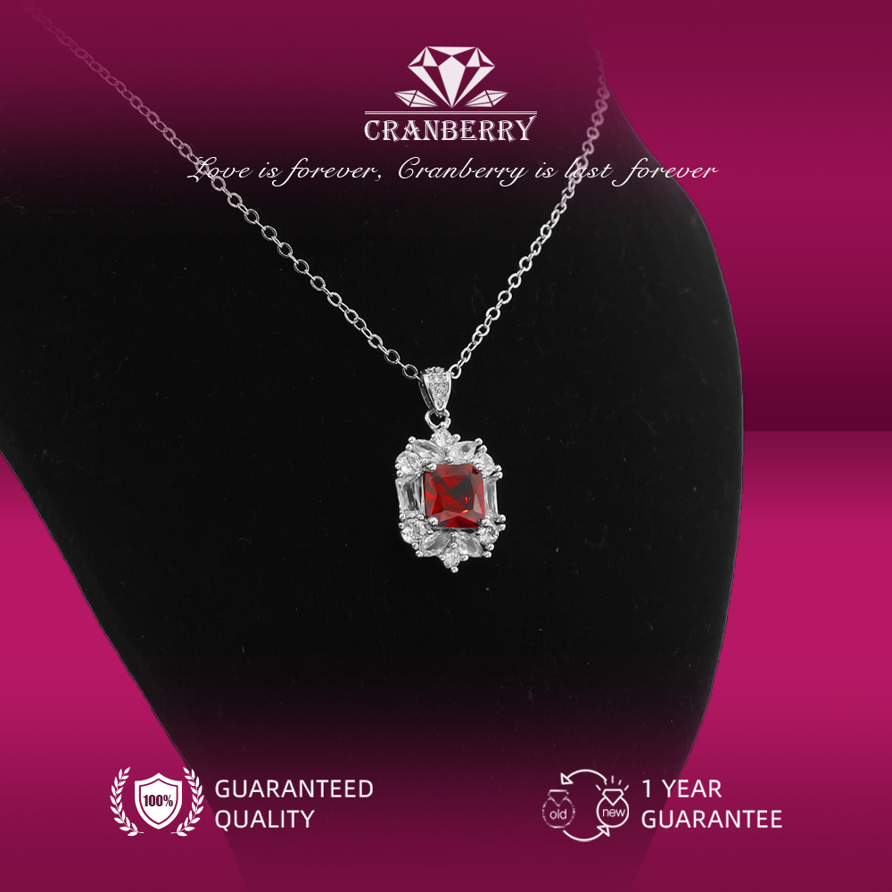 สร้อยคอผู้หญิงสร้อยคอปาร์ตี้หรูหราสร้อยคอหมั้นจี้Ajustable - แครนเบอร์รี่เงาN17