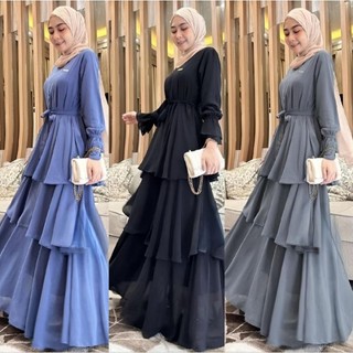 (COD) DRESS TERBARU BAHAN CERUTTY BABYDOLL SET FULL FURING ARBIA DRESS LD 110 UKURAN M-XL