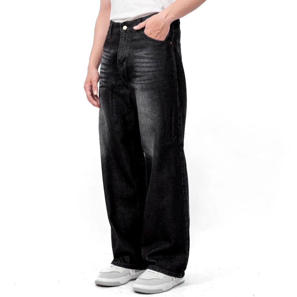 จัดส่งฟรีผู้ชาย LONG BAGGY JEANS MENS LOOSE JEANS กางเกงยีนส์ VESIZE JEANS