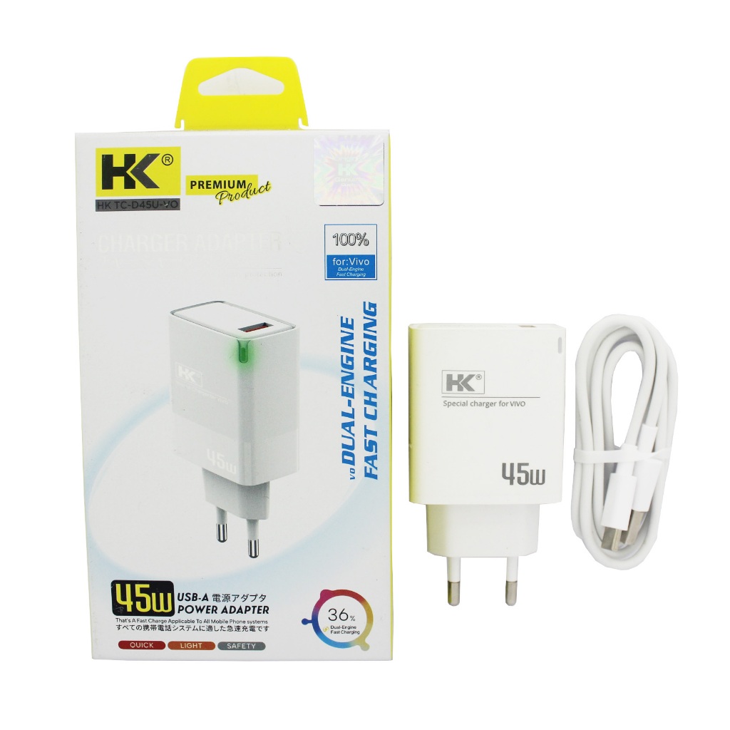 HP TRAVEL CHARGER TC 3.A H&K HK TC-D45U-VO 45W FAST CHARGING VI TYPE C CABLE