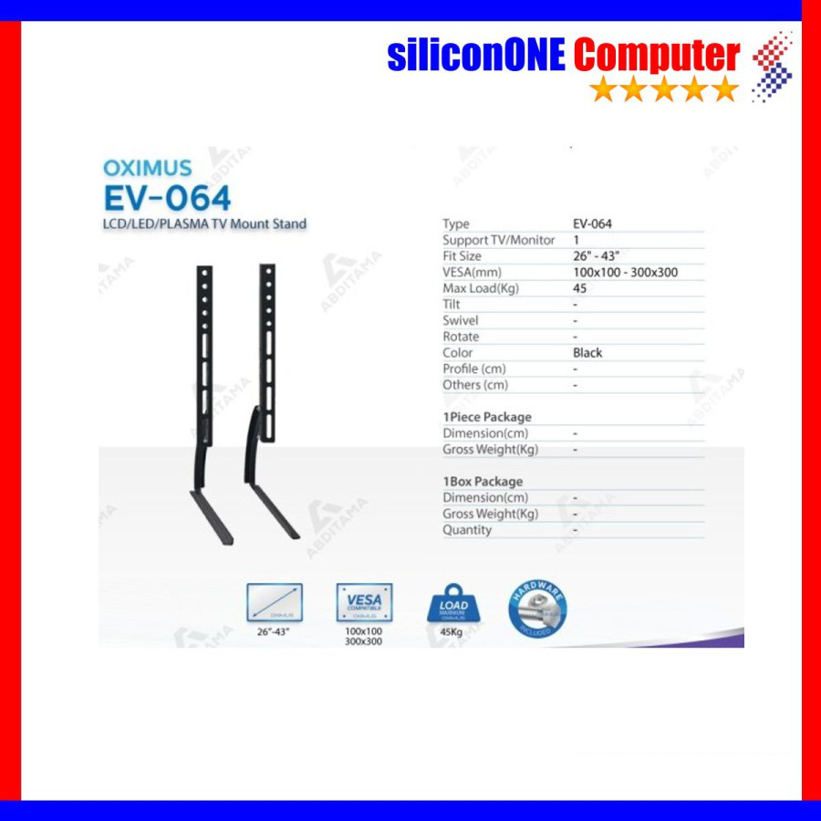 Oximus EV64 LED LCD TV Bracket Stand Monitor Legs 26" - 43"