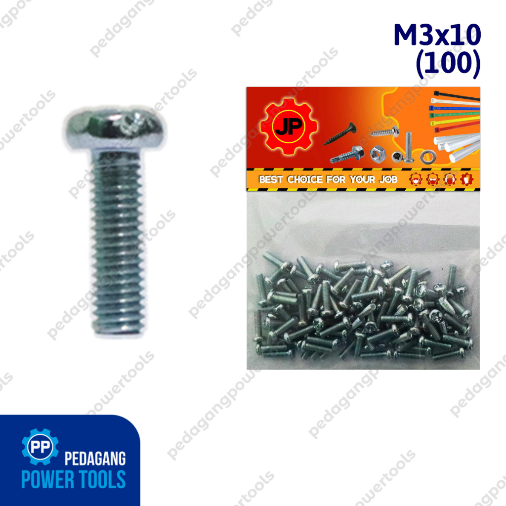 JP M 3 x 10 MM BOLT - JP 3x10 BOLT SCREW COTENTS 100 ชิ้น