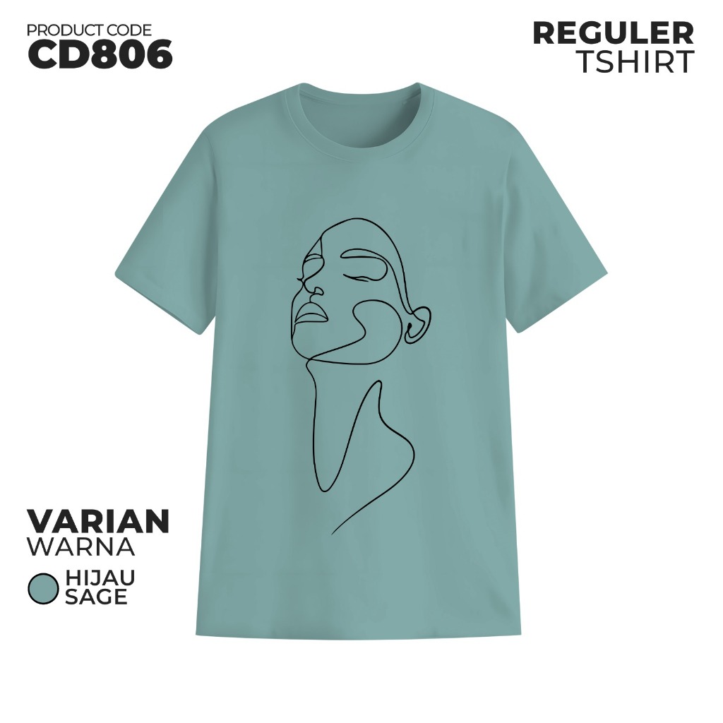 KATUN Cyfclo CD806 Face LIne T-Shirt Top – Unique T-Shirt, Abstract Face Motif – ผ้าฝ้ายหนา