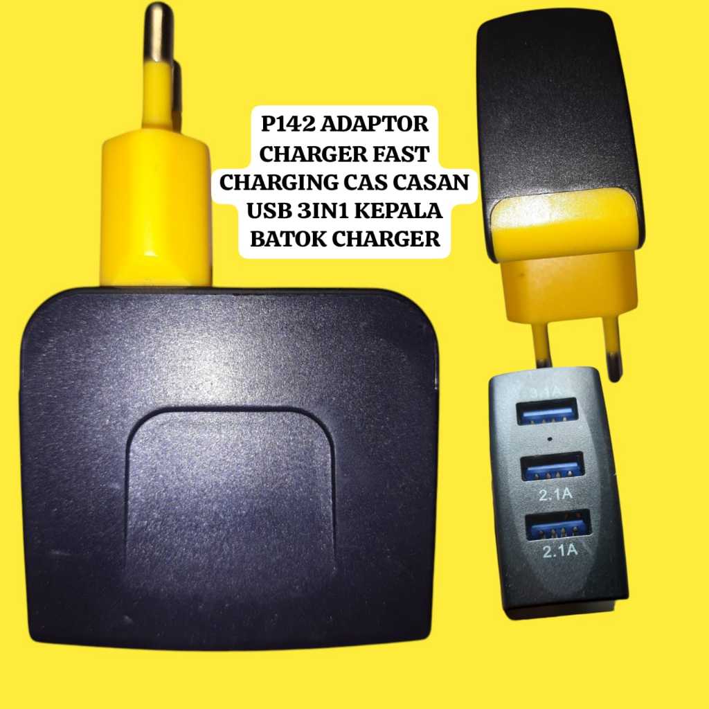 P142 SUPER 3 PORT ADAPTER FAST CHARGING CHARGER 3IN1 USB CHARGER HEAD QUICK CH CHARGER